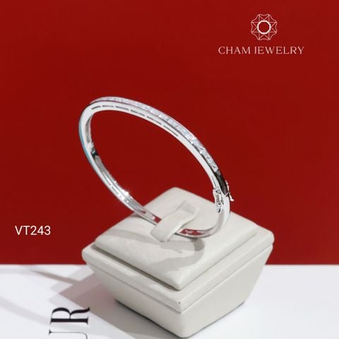 Vòng Tay VT243 CHAM JEWELRY, Vòng Full Nửa Hàng Đá Barget Bản 3.0mm (Barcode CV6214).