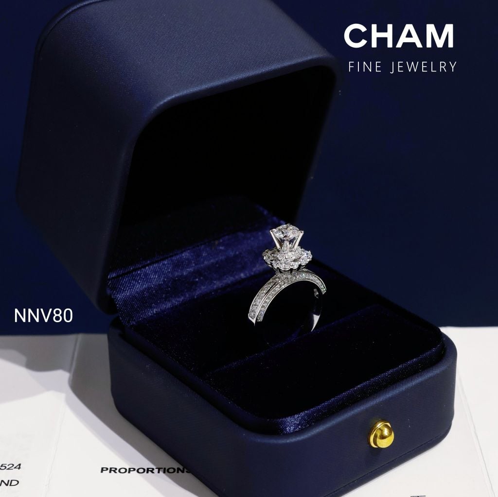Nhẫn Nữ NNV80 Vàng 10k Chủ 5.4mm Kim Cương Lab Grown Diamond (Barcode DNU012)