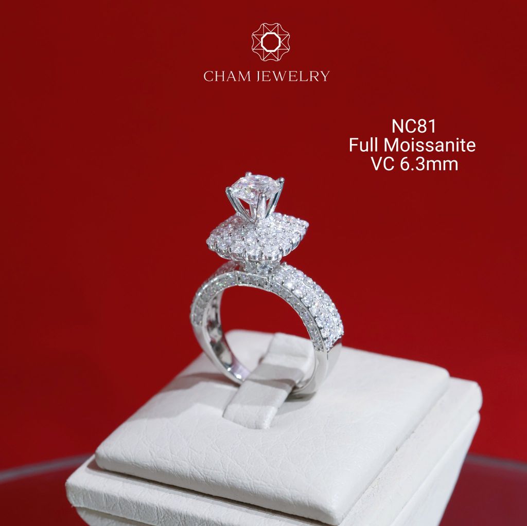 Nhẫn NC81 CHAM JEWELRY, Full Moissanite Chủ 6.3mm (Barcode ONNU114)
