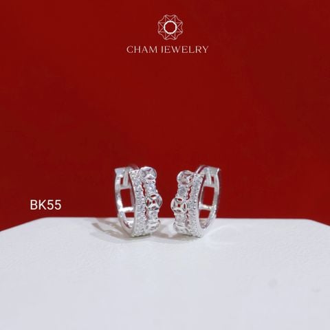 Hoa Tai BK55 CHAM JEWELRY, Hoa Tai Khoen Kim Tiền Bản 4.0mm (Barcode TBK369).