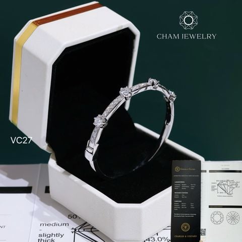 Vòng Tay VC27 CHAM JEWELRY, Vòng Tay Kiểu Full Moissanite C&C (OCV26).