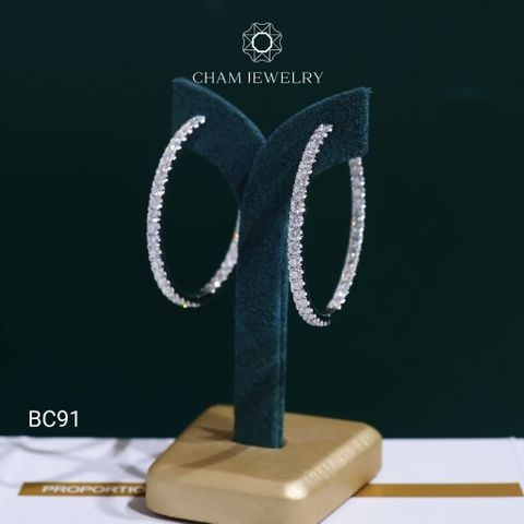 Hoa Tai BC91 CHAM JEWELRY, Hoa Tai Full Moissanite  (Barcode OCB41)