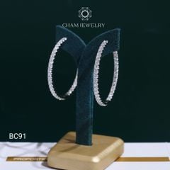 Hoa Tai BC91 CHAM JEWELRY, Hoa Tai Full Moissanite  (Barcode OCB41)