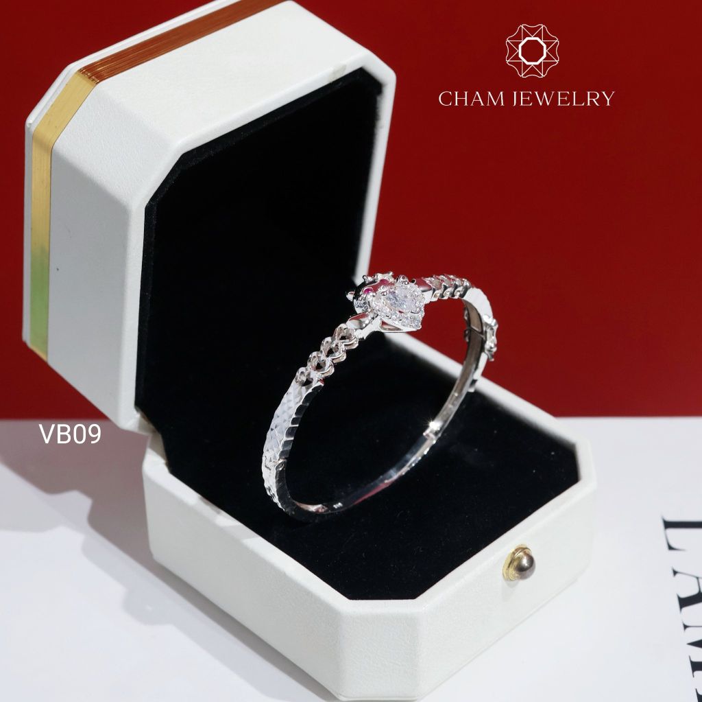 Vòng Tay Bé VB09 CHAM JEWELRY, Vòng Mèo Tim Trắng (Barcode TVE42)