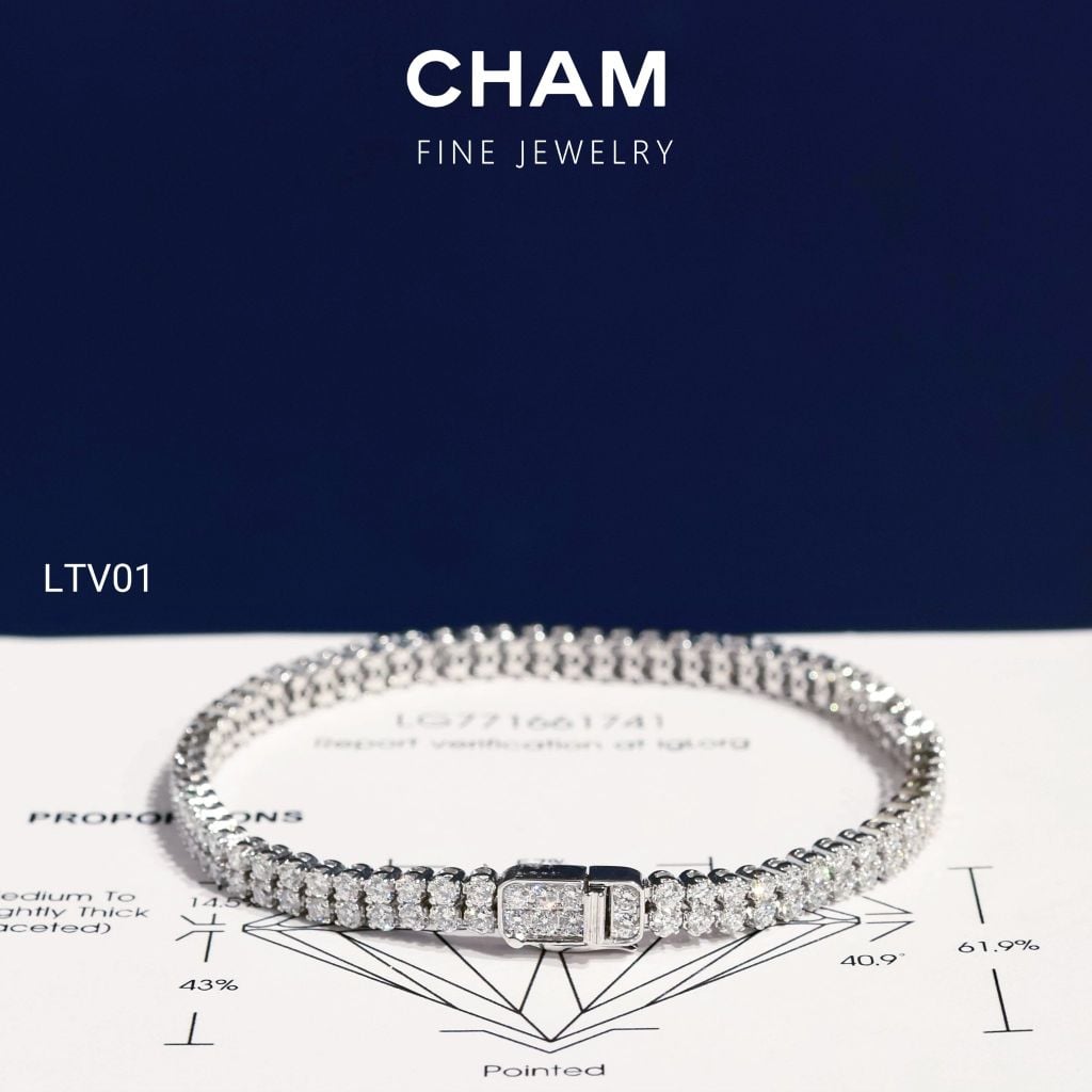 Lắc Tay LTV01 1.8mm Vàng 10k Kim cương Lab-grown