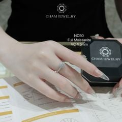 Nhẫn NC50 CHAM JEWELRY, Full Kim Cương Moissanite 4.5mm (Barcode ONNU03).