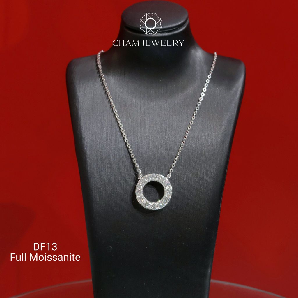 Dây Chuyền DF13 CHAM JEWELRY, Mặt Tròn Full Đá Moissanite  (Barcode OCD01).