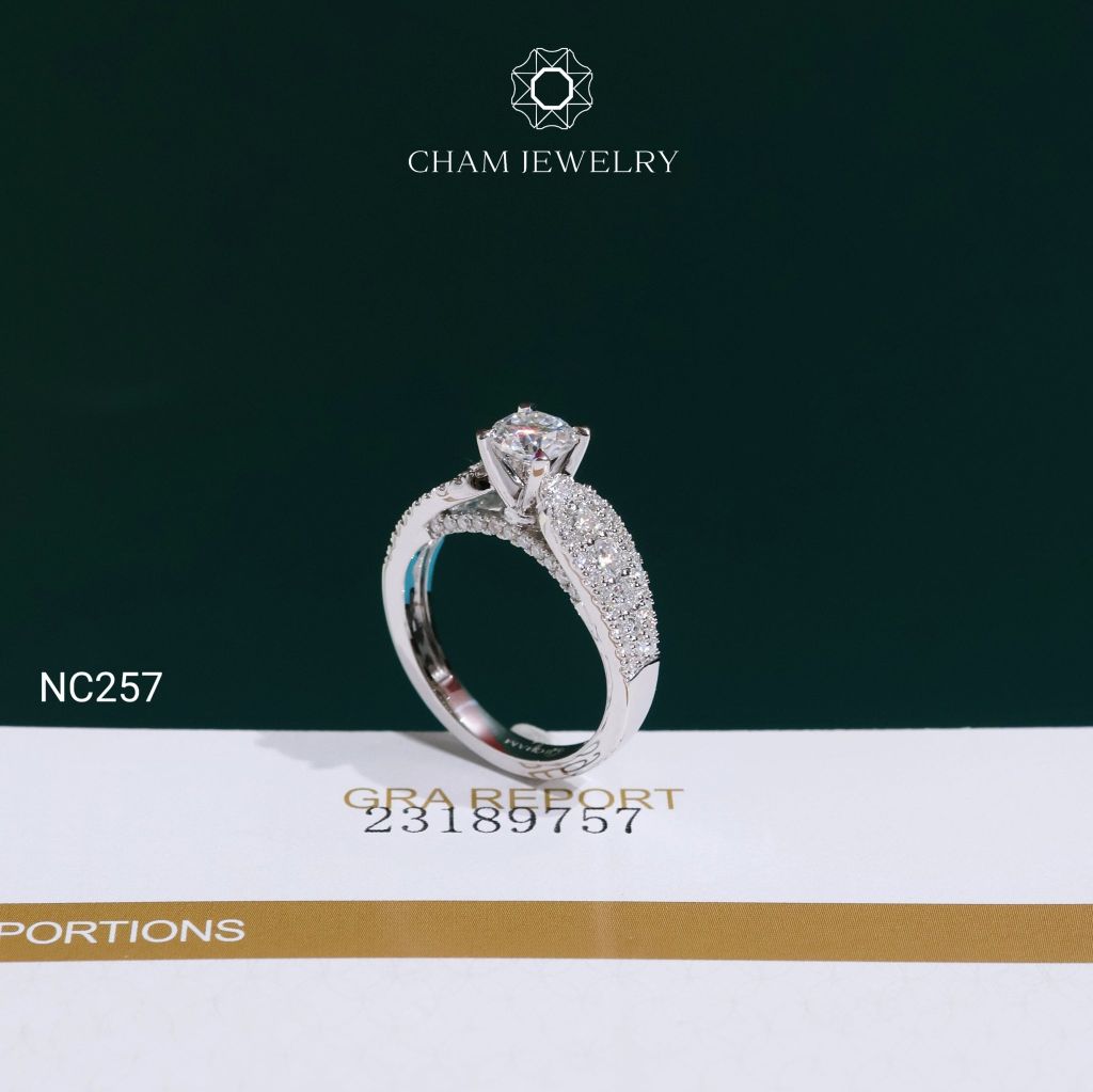 Nhẫn NC257 CHAM JEWELRY, Nhẫn Full Đá Moissanite Chủ 5.4mm(Barcode OCNN59)