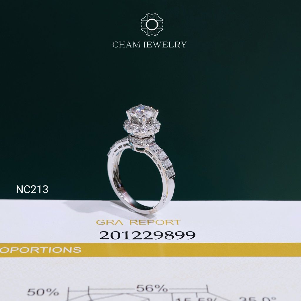 Nhẫn NC213 CHAM JEWELRY, Full Đá Moissanite Chủ 7.2mm (Barcode OCNN41)