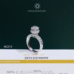 Nhẫn NC213 CHAM JEWELRY, Full Đá Moissanite Chủ 7.2mm (Barcode OCNN41)