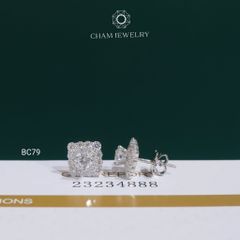 Hoa Tai BC79 CHAM JEWELRY, Hoa Tai Full Moissanite Chủ 4.0mm (Barcode OB93)