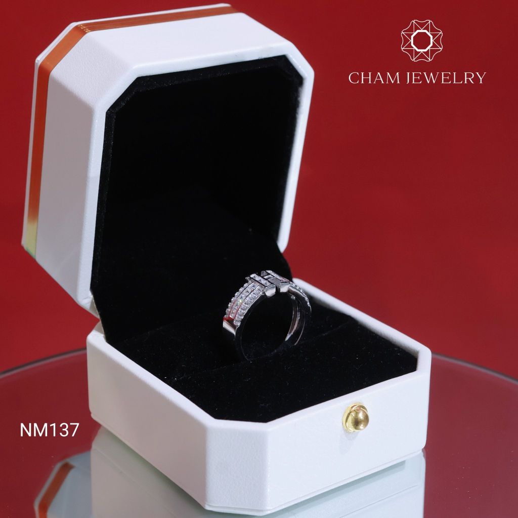 Nhẫn NM137 CHAM JEWELRY, Nhẫn Chữ H Bản 5.5mm (Barcode CNNAM47).