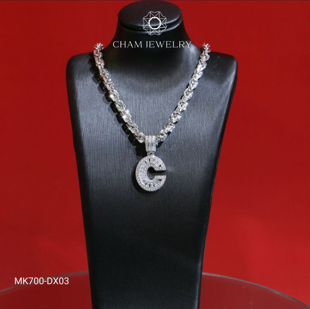 Dây Và Mặt MK700-DX03 45cm CHAM JEWELRY, Mặt Chữ C Full Đá
