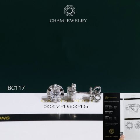 Hoa Tai BC117 CHAM JEWELRY, Hoa Tai Full Đá Moissanite Chủ 4.5mm ( OCB39 )