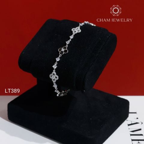 Lắc Tay LT389 CHAM JEWELRY, Lắc Kiểu Cỏ 4 Lá Đen Trắng ( C-LT96(D20) ).