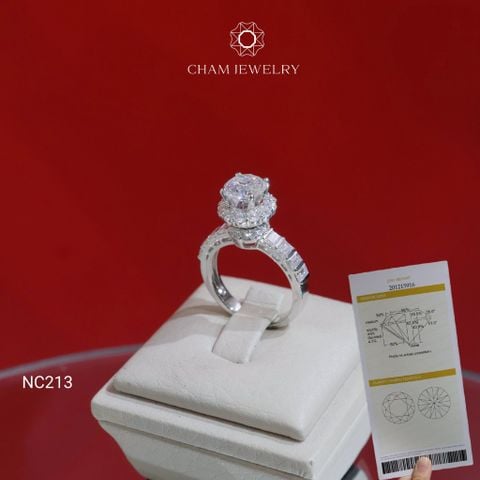 Nhẫn NC213 CHAM JEWELRY, Full Đá Moissanite Chủ 7.2mm (Barcode OCNN41)