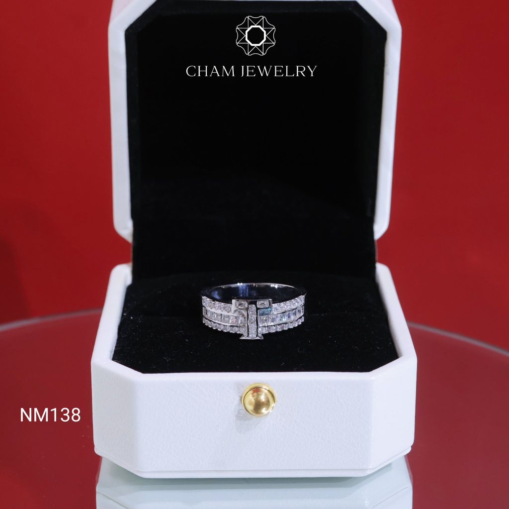 Nhẫn NM138 CHAM JEWELRY, Nhẫn Chữ T Bản 5.5mm (Barcode CNNAM44).