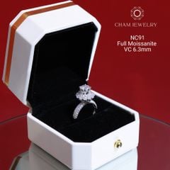 Nhẫn NC91 CHAM JEWELRY, Full Đá Moissanite, Chủ 6.3mm (Barcode ONNU49)