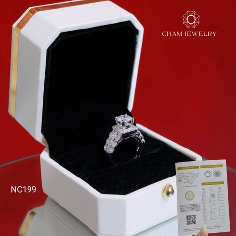 Nhẫn NC199 CHAM JEWELRY, Full Moissanite Chủ 7.2mm (Barcode TVM129)