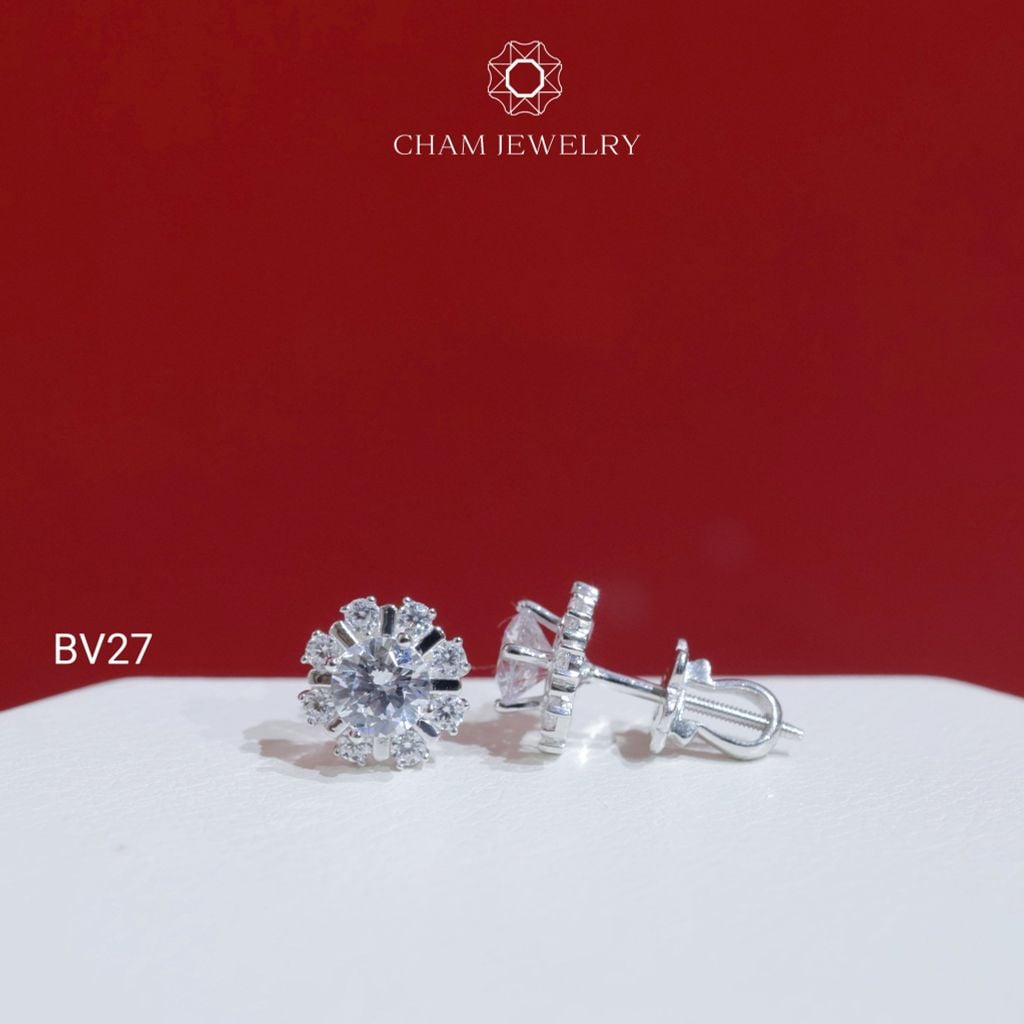 Hoa Tai BV27 CHAM JEWELRY , Chủ 5.0mm ( Barcode TBV292).