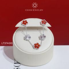 Lắc Tay LT374 CHAM JEWELRY , Lắc Tay Cỏ 5 Lá Free Size Bản 10.0mm Chạm Máy (Barcode TLT1519).