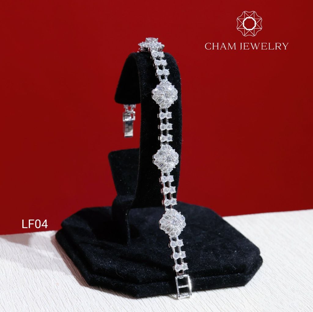 Lắc Tay LF04 CHAM JEWELRY, Full Moissanite 4.5mm (Barcode CCDLM02).