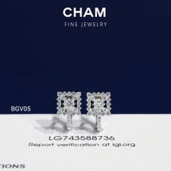 Hoa Tai BGV05 Vàng 10k Chủ 4.0mm Kim Cương Lab Grown Diamond