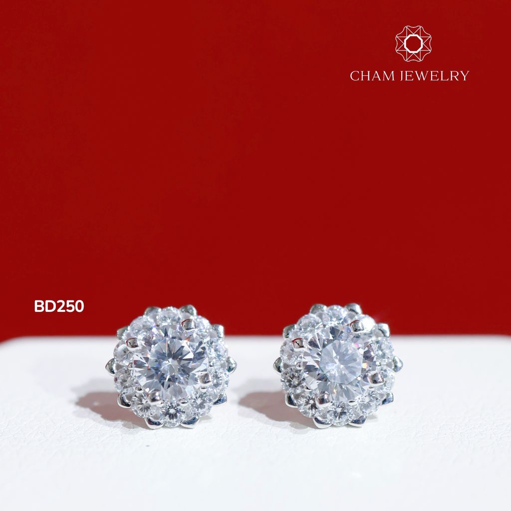 Hoa Tai BD250, Xoàn Tròn Chủ 5.5mm CHAM JEWELRY (Barcode TBD1262).