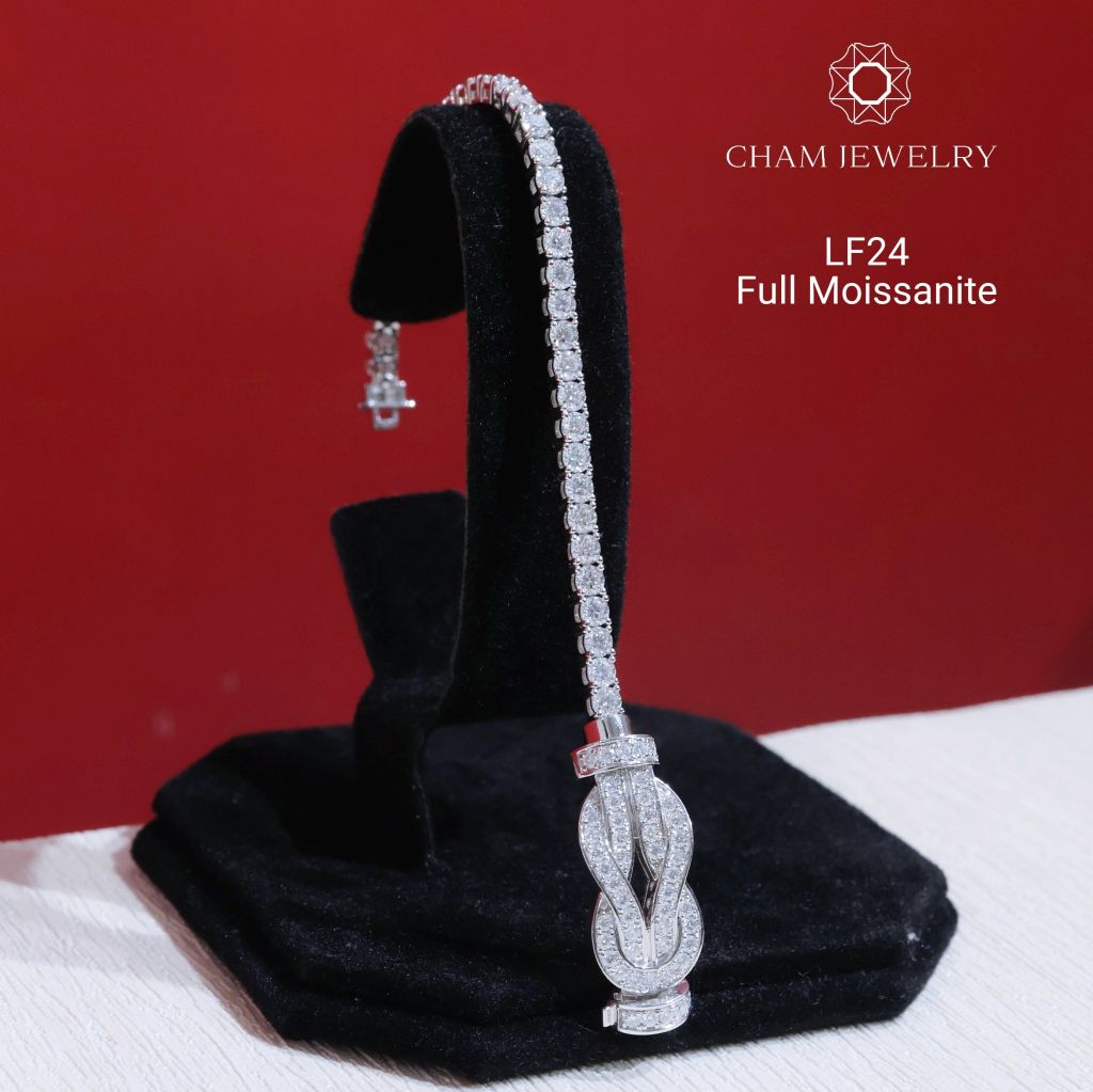 Lắc Tay LF24 CHAM JEWELRY, Lắc Tay Full Moissanite Cao Cấp  (Barcode OTL01)