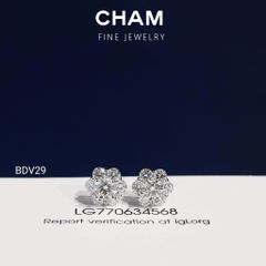 Hoa Tai BDV29 Vàng 10k Chủ 4.5mm Kim Cương Lab Grown Diamond