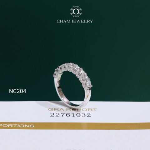 Nhẫn NC204 CHAM JEWELRY, Nhẫn Nửa Hàng Đá Full Moissanite 3.0mm (Barcode OCNN29)