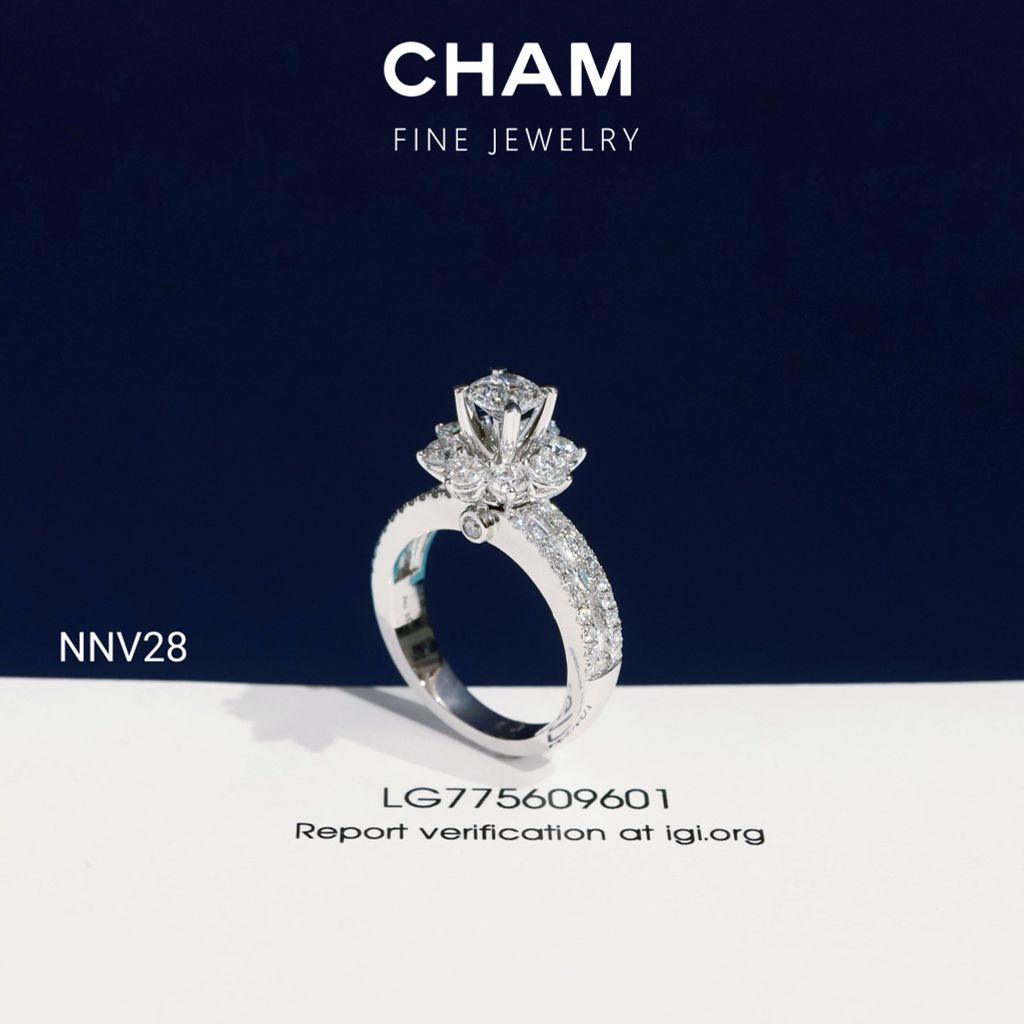Nhẫn Nữ NNV28 Vàng 10k Chủ 5.4mm Kim Cương Lab Grown Diamond