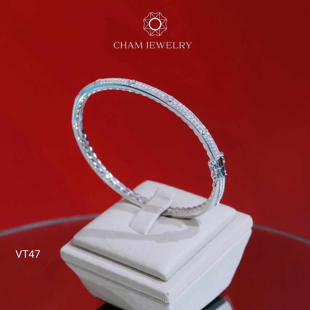 Vòng Tay VT47 CHAM JEWELRY, Vòng Cariter Full Đá, Bản 3.0mm (Barcode CV5849)