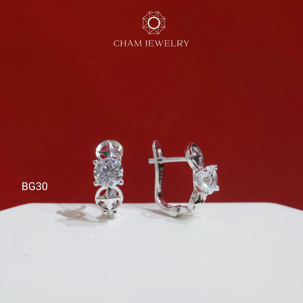 Hoa Tai CHAM JEWERLY BG30, Hoa Tai Kim Tiền Chủ 5.0mm (Barcode TBG1049)