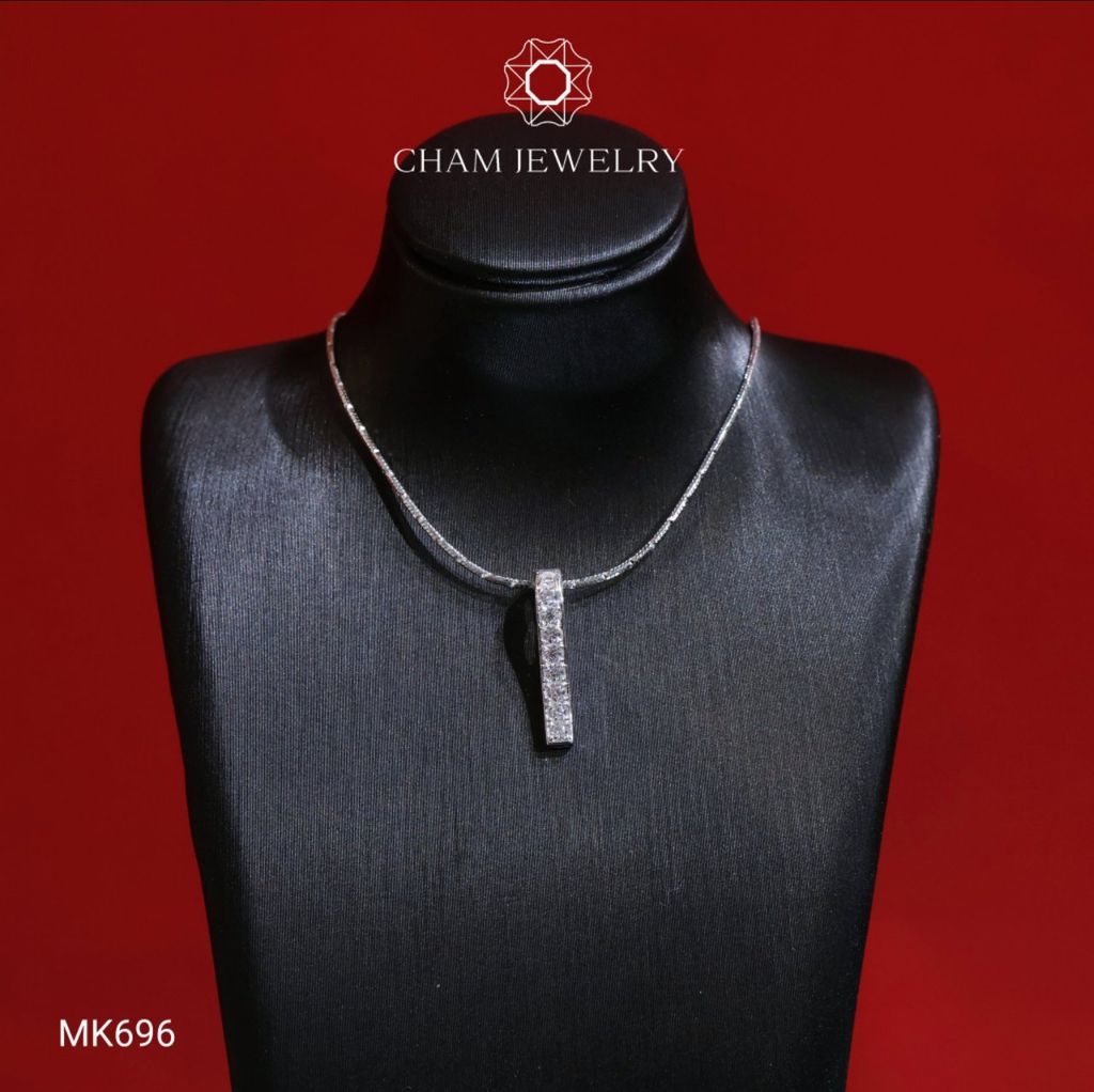 Mặt Dây Chuyền MK696 CHAM JEWELRY, Mặt Xỏ 1 Hàng Đá 2.0mm (Barcode TMX360).