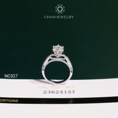 Nhẫn NC327 CHAM JEWELRY, Nhẫn Nơ Đá Moissanite C&C Chủ 6.3mm (OHN23)