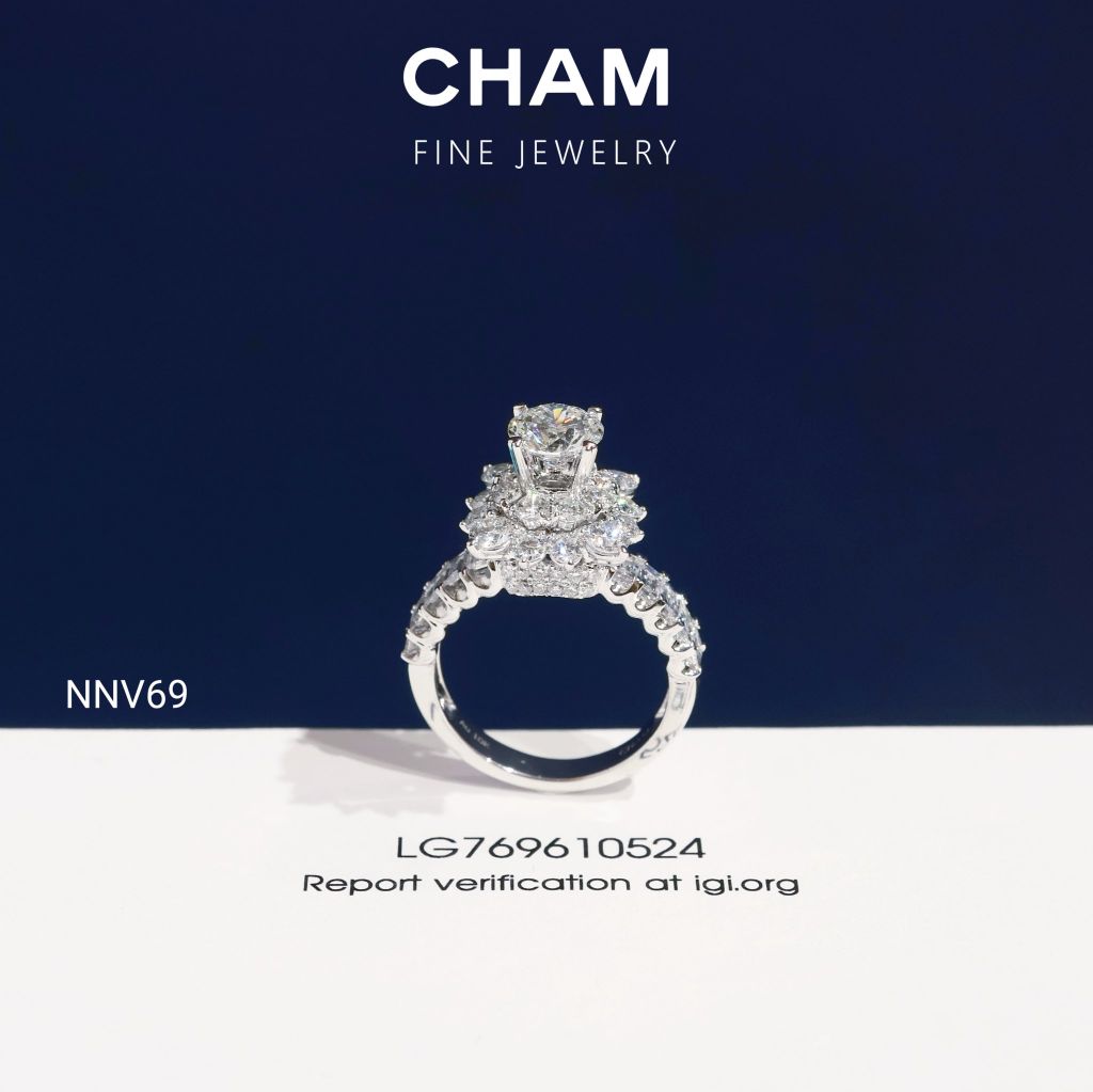 Nhẫn Nữ NNV69 Vàng 10k Chủ 6.3mm Kim Cương Lab Grown Diamond (Barcode DNU07)