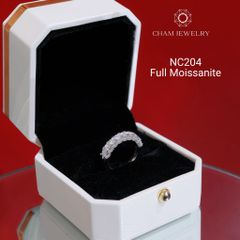 Nhẫn NC204 CHAM JEWELRY, Nhẫn Nửa Hàng Đá Full Moissanite 3.0mm (Barcode OCNN29)