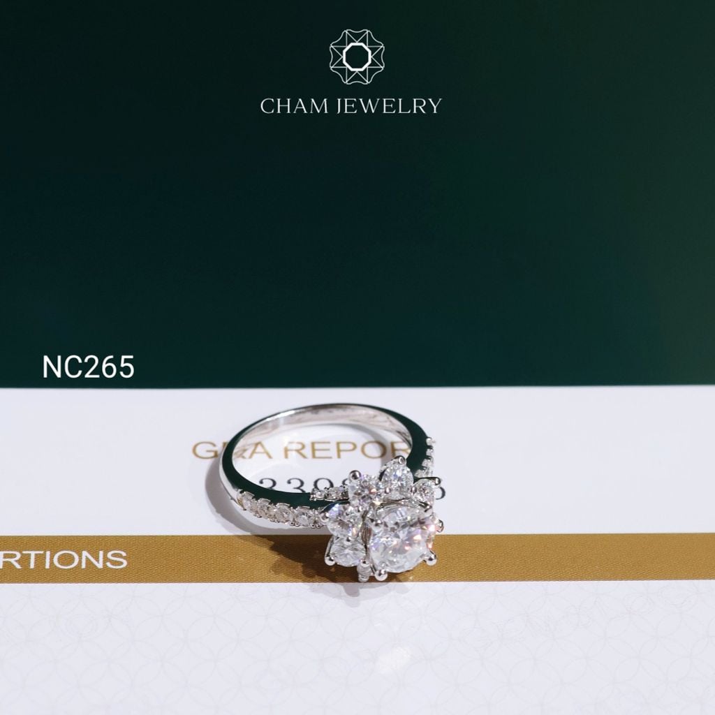 Nhẫn NC265 CHAM JEWELRY, Nhẫn Full Đá Moissanite Chủ 6.0mm (Barcode OCNN97)