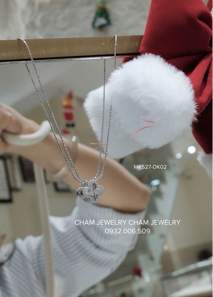 Dây Chuyền MK527-DK02 45cm CHAM JEWELRY, Mặt Cỏ 4 Lá 12mm.