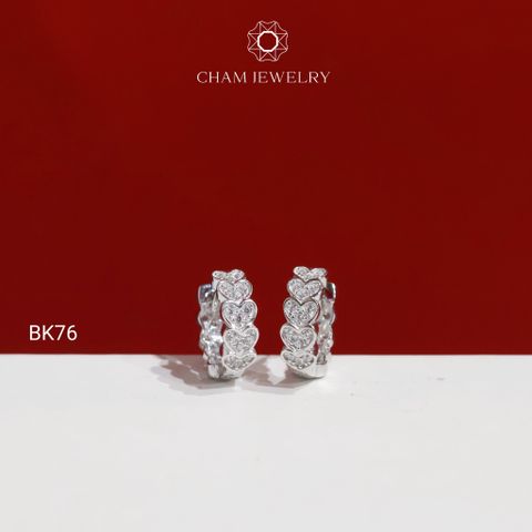 Hoa Tai BK76 CHAM JEWELRY, Hoa Tai Khoen Trái Tim Full Đá (TBK410-C-EM008440-TR-B940).
