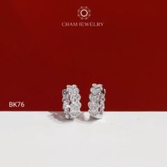 Hoa Tai BK76 CHAM JEWELRY, Hoa Tai Khoen Trái Tim Full Đá Bản 3.5mm (TBK410-C-EM008440-TR-B940).