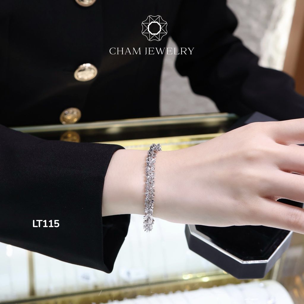 Lắc Tay CHAM JEWELRY LT115, Lắc Xoắn Hoa Mai 6.5mm (Barcode TLBC643).
