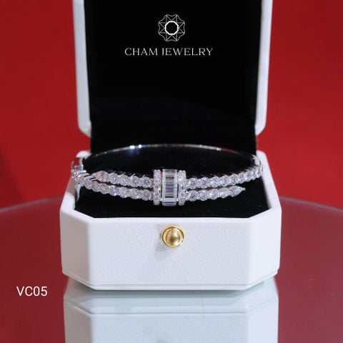 Vòng Tay VC05 CHAM JEWELRY, Full Moissanite Cao Cấp  (Barcode OVT04).