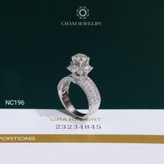 Nhẫn NC196 CHAM JEWELRY, Full Đá Moissanite Chủ 6.3mm (Barcode ONNU304)