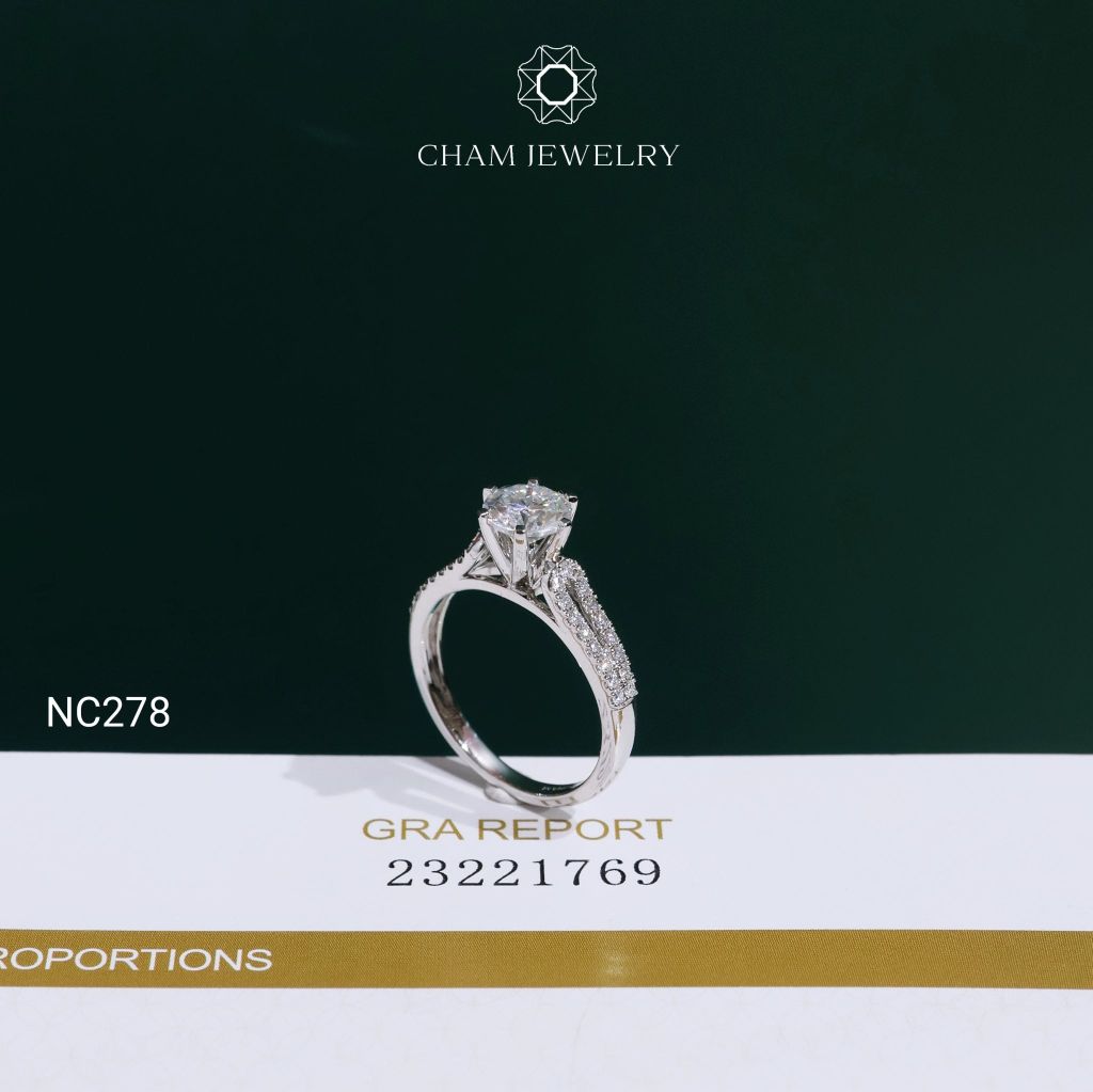 Nhẫn NC278 CHAM JEWELRY, Nhẫn Full Đá Moissanite Chủ 6.5mm(Barcode OCNN74)