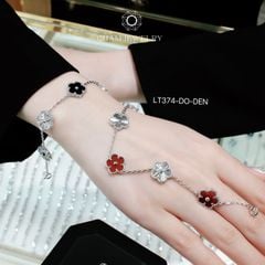 Lắc Tay LT374 CHAM JEWELRY , Lắc Tay Cỏ 5 Lá Free Size Bản 10.0mm Chạm Máy (Barcode TLT1519).
