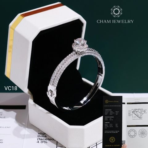 Vòng Tay VC18 CHAM JEWELRY, Vòng Full Moissanite C&C Chủ 8.0mm (Barcode OCV10).