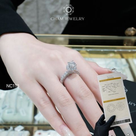 Nhẫn NC113 CHAM JEWELRY, Full Đá Moissanite, Chủ 6.3mm (Barcode TVM109)