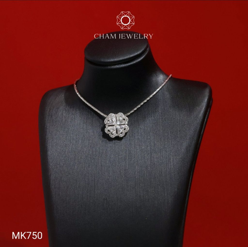 Mặt Dây Chuyền MK750 CHAM JEWELRY, Mặt Hoa 4 Cánh Full Đá (Barcode TMX454)